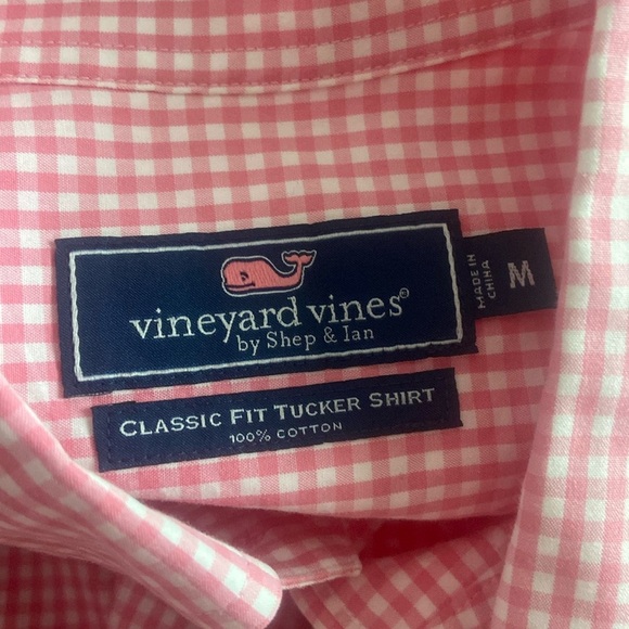 Vineyard Vines Whale Logo Slim Fit Pink Check Classic Fit Tucker Shirt M Gingham - Picture 3 of 5